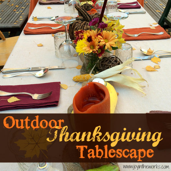 Outdoor Thanksgiving Tablescape - Joy in the Works
