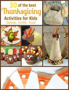 Looking for ways to entertain the kids on Thanksgiving? Check out 30 of the best Thanksgiving activities for kids. Includes Thanksgiving games, Thanksgiving crafts and Thanksgiving foods for kids