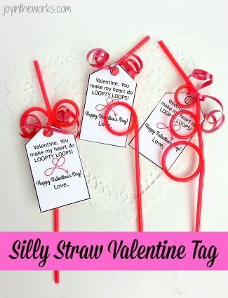 Free Printable Silly Straw Valentine Tag