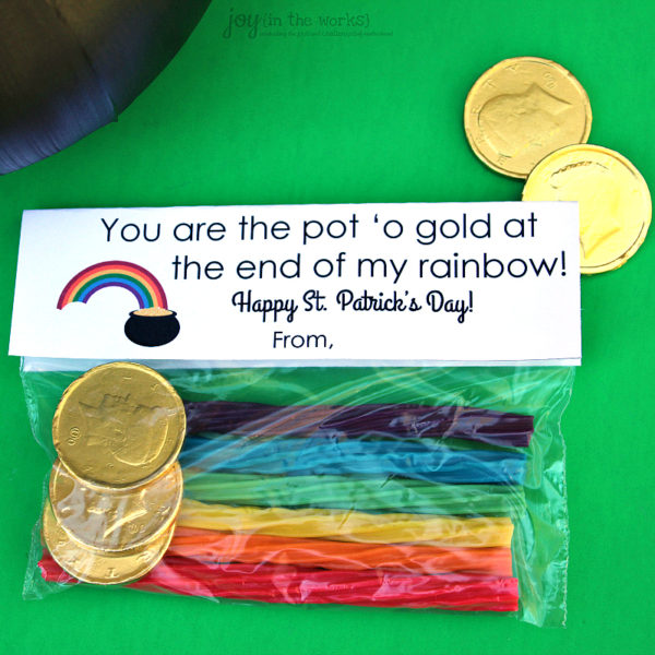 St. Patrick's Day Treat Bag Topper: You are the pot o' gold at the end of my rainbow!