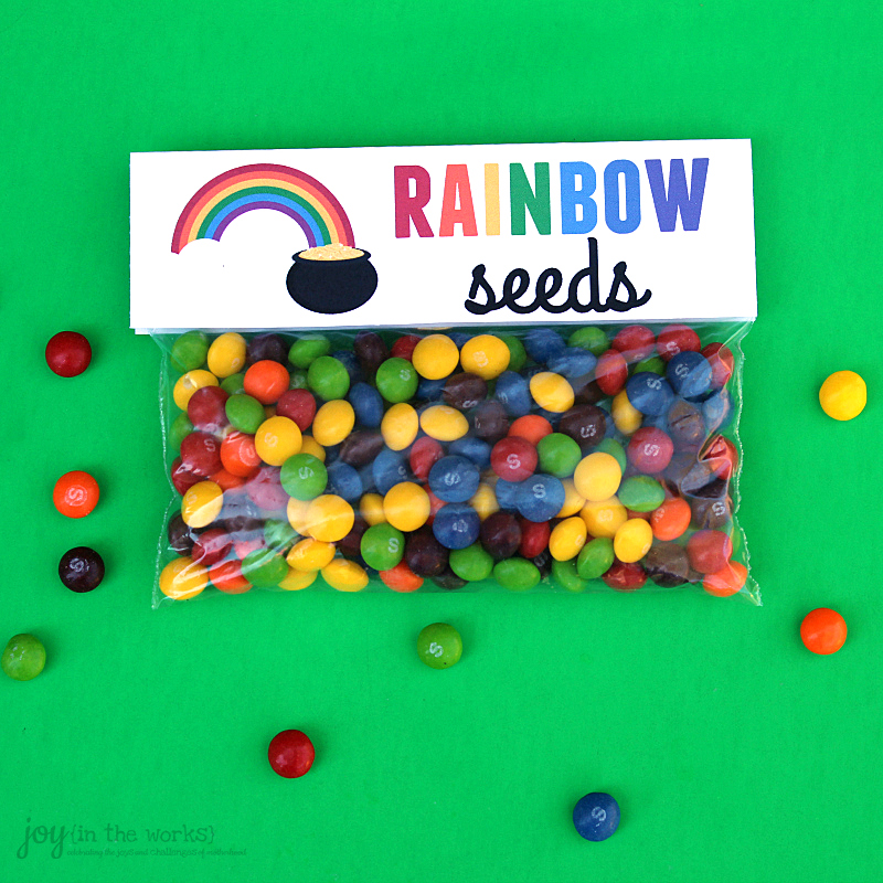 INSTANT Download St Patricks Day RAINBOW Seeds Goodie Treat Bag Topper  PRINTABLE Download Fun Family Party diy
