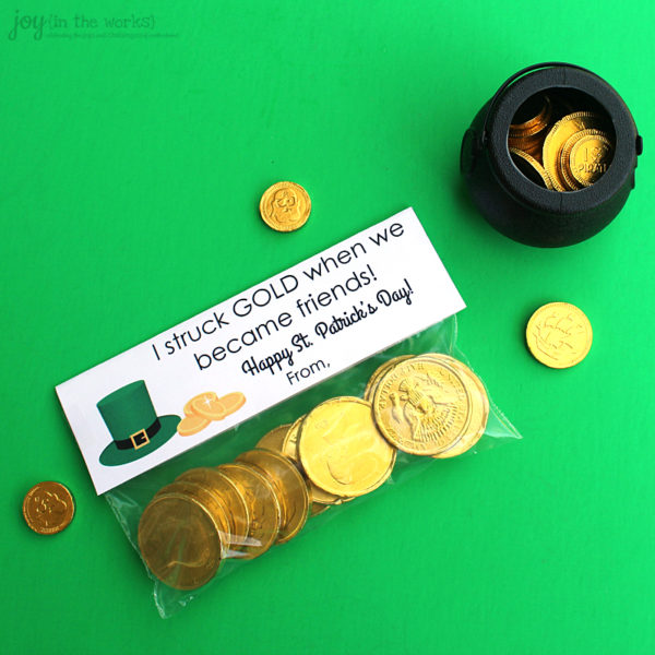 St. Patrick's Day Treat Bag Topper: I struck gold when we became friends