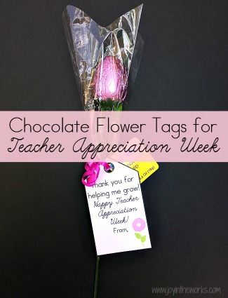 Chocolate Flower Gift Tags for Teacher Appreciation