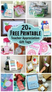 25+ Free Printable Teacher Apprecation Gift Tags Need a last minute teacher appreciation gift? Simple print out one of these free printable gift tags, attach it to a gift and you are good to go!