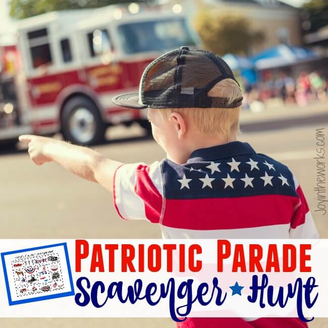Make your town 4th of July Parade extra exciting for the kids by adding this 4th of July Parade Scavenger Hunt! Kids can find all sort of fun items from a dressed up dog to an old fashioned car! Works great for any patriotic parade making it a Memorial Day Parade Scavenger Hunt also!