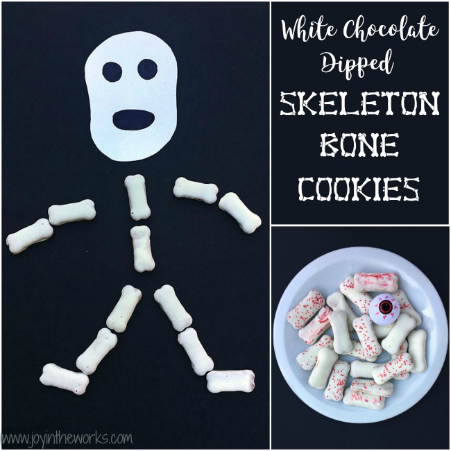 Make these easy White Chocolate Skeleton Bone Cookies for a Halloween Party Treat! Even better? Only 2 ingredients!