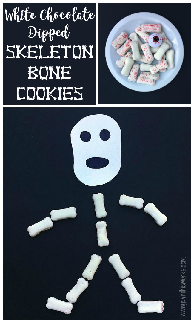 Make these easy White Chocolate Skeleton Bone Cookies for a Halloween Party Treat! Even better? Only 2 ingredients!