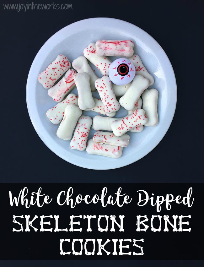Make these easy White Chocolate Skeleton Bone Cookies for a Halloween Party Treat! Even better? Only 2 ingredients!