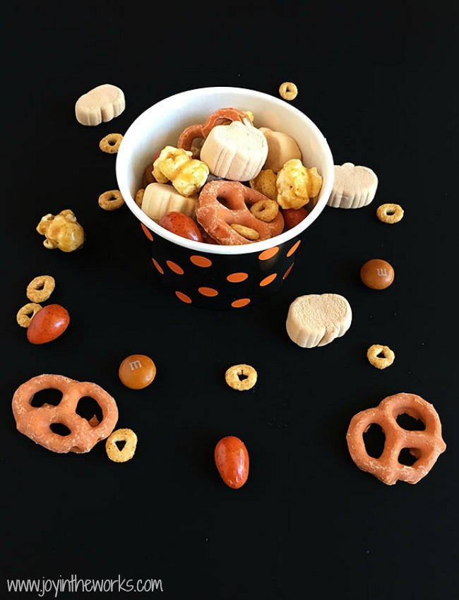 Pumpkin Spice fan? Then you have to try this Pumpkin Spice Snack Mix! It contains everything pumpkin spice flavored that you could ever want! From Pumpkin Spice Marshmallows to Pumpkin Spice M&M's to Pumpkin Spice Cheerios, this Fall Trail Mix has it all!