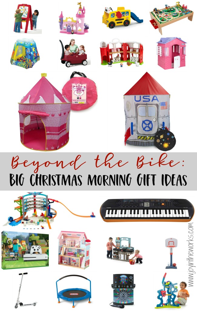 Beyond the bike: Alternative big gift ideas for Christmas mornings. What does Santa bring when the kids already have a bike? Check out these creative (and budget friendly) gift ideas that would are guaranteed to be on Santa's list for your kids! #giftsfromsanta #giftideasforkids #budgetfriendlygiftsforkids