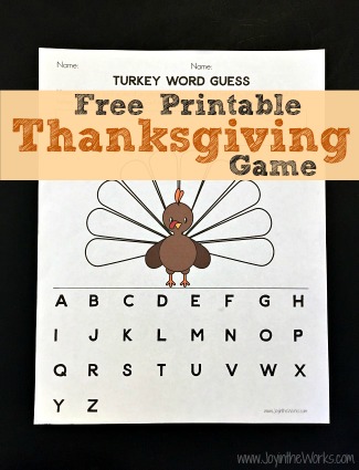 Turkey Word Guess: A Printable Thanksgiving Game