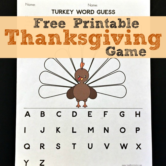 Looking for a simple game to entertain the kids on Thanksgiving? This Free Printable Thanksgiving Game that we called "Turkey Word Guess" is really just a fun version of Thanksgiving Hangman! But trust me, the kids will love it!