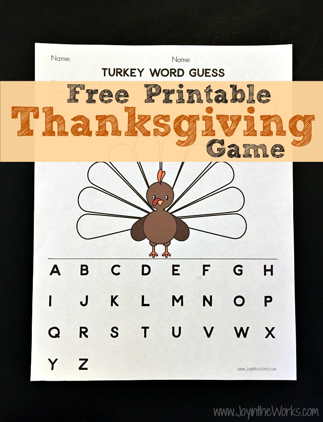 Looking for a simple game to entertain the kids on Thanksgiving? This Free Printable Thanksgiving Game that we called "Turkey Word Guess" is really just a fun version of Thanksgiving Hangman! But trust me, the kids will love it!