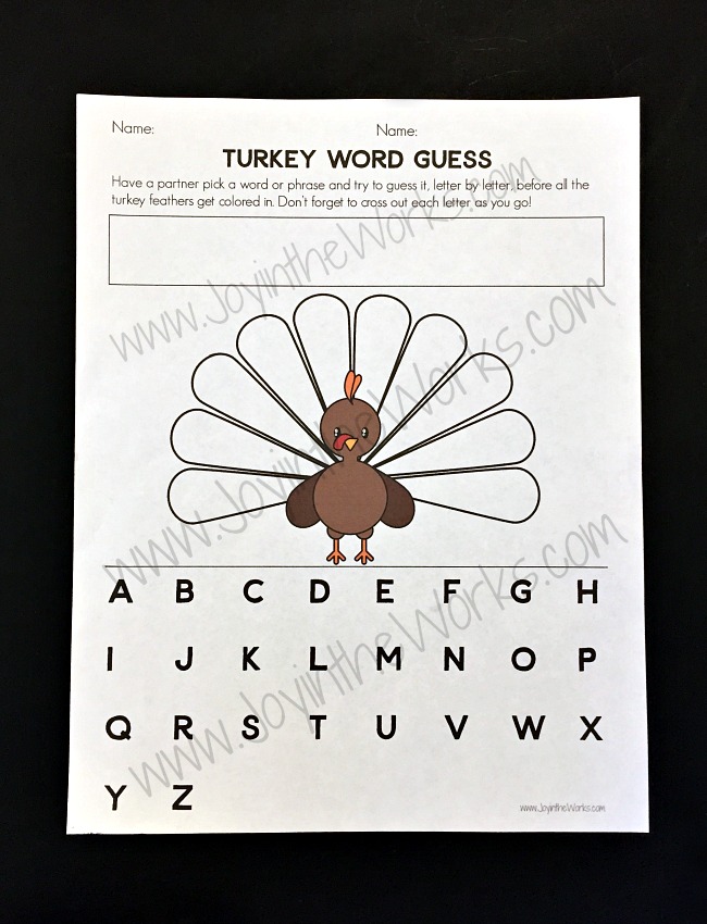 Build a Turkey: Mystery Sight Word Hangman Twist Game