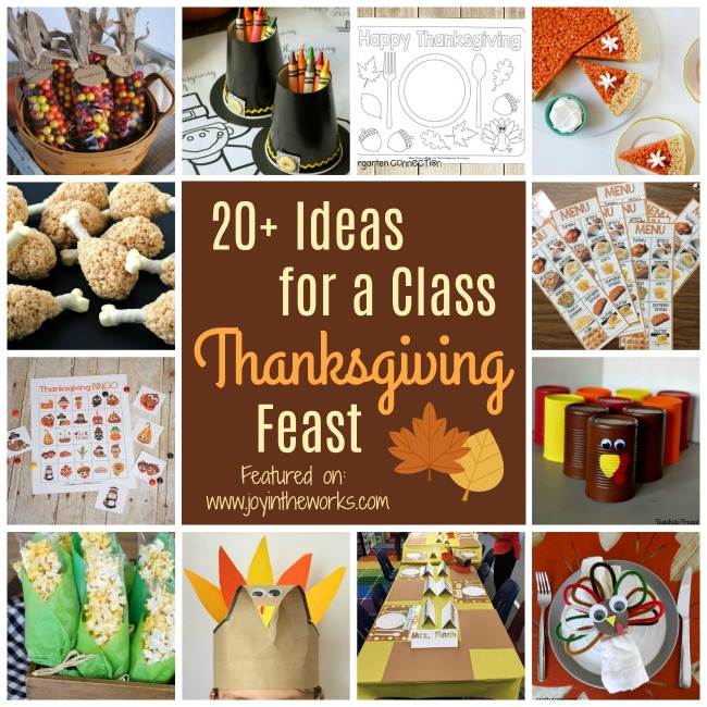 Looking for Classroom Thanksgiving Feast Ideas? Or need Kid's Thanksgiving Feast Food, Snacks or Activities? Check out these 20+ ideas for a Thanksgiving Feast in the classroom or at home! #thanksgivingforkids #thanksgivingfeastintheclassroom #classroomthanksgivingfeast #thanksgivingfavors #thanksgivingcrafts #thanksgivinggames #thanksgivingdecorations