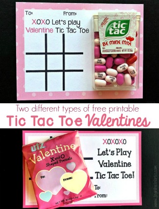 2 Printable Versions of Tic Tac Toe Valentine Cards