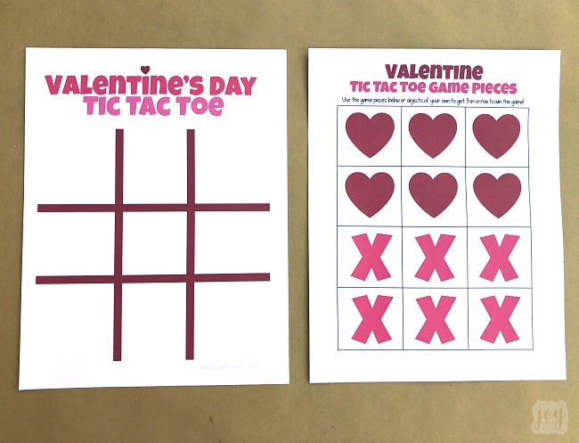 Need a quick and easy printable Valentine's Day Party Game? Valentine Themed Tic Tac Toe is always a hit, especially when you pair it with chocolate kisses or candy hearts! Download the free printable Valentine's Day game complete with game pieces or get inspired by the numerous creative game piece ideas! #valentinesdayparty #valentinesdaypartygames #kidgames #printablegame #freeprintable #tictactoe