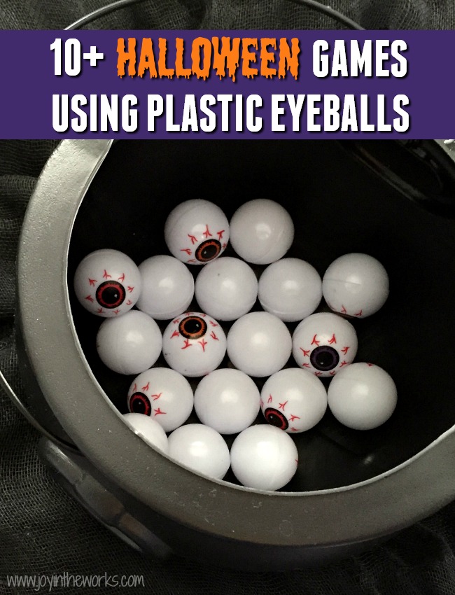 Looking for some simple Halloween party games for a Halloween Class Party or even just for a children's Halloween Party at home? These 10 Halloween Games using plastic eyeballs are perfect for preschoolers, elementary school age and even teenagers! From Eyeball Pong to an Eyeball Hunt, there is a Halloween Game everyone will love! #Halloween #Halloweengames #halloweenparty #halloweenpartygames #classparty #halloweenclassparty