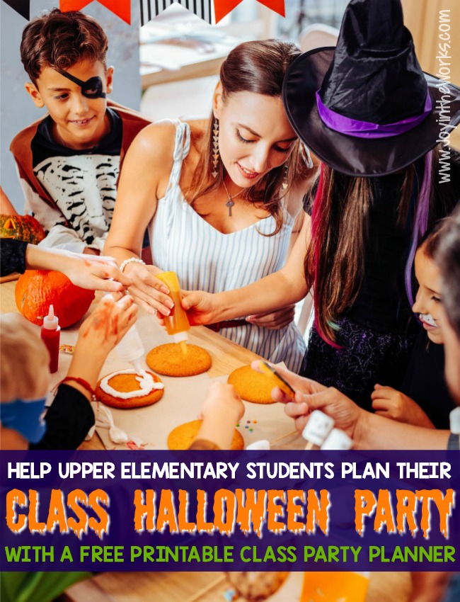 Struggling to come up with Upper Elementary Class Halloween Party ideas? Let the students plan their own Halloween Class Party! Not only will it guarantee they will enjoy themselves, but it will teach the students responsibility and organization- especially if they use this free printable Class Party Planner to get it done! #halloweenparty #halloweenclassparty #classparty #classpartyplanner #upperelementary #oldergrades #uppergrades