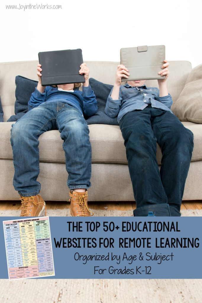 Looking for good educational websites for distance learning? These 50+ educational websites for remote learning come with a FREE printable and are organized by subject and grade level! Perfect for at home learning! #homeschooling #remotelearning #distancelearning #onlineschool #schoolonline #educationalwebsites #learningonline #freeprintable