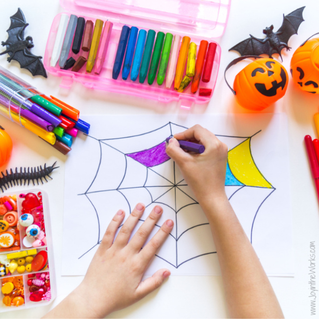 You can easily incorporate Halloween Art Projects into your Virtual Class Halloween Party!