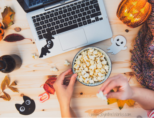 Pop some popcorn and watch a Halloween movie during a Virtual Halloween Party!