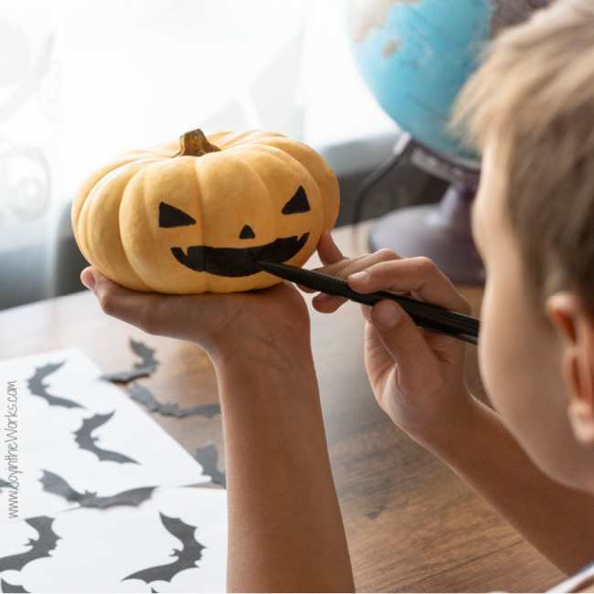 Decorate or paint a pumpkin during a kid's Virtual Halloween Party!