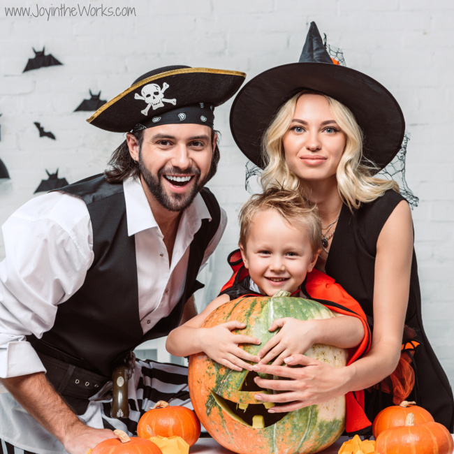 Whole family dresses up for Halloween this year as we celebrate indoors.